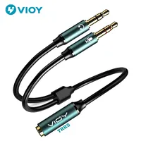 Headphone Splitter for Computer Jack 3.5mm Female TRRS To 2 Male TRS Audio Adapter Cables for Gaming Headset PC Phone Laptop Etc