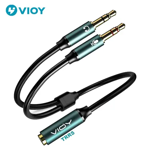 Hörlurssplitter för datoruttag 3,5 mm hona TRRS till 2 hane TRS ljudadapterkablar för spelheadset PC telefon bärbar dator etc. 6 best sales jack-splitter - №1