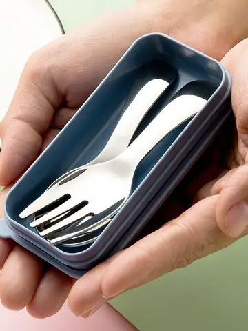 Vajilla portátil de acero inoxidable 304 para turismo al aire libre, vajilla para niños, vajilla de postre, combinación de cuchara y tenedor