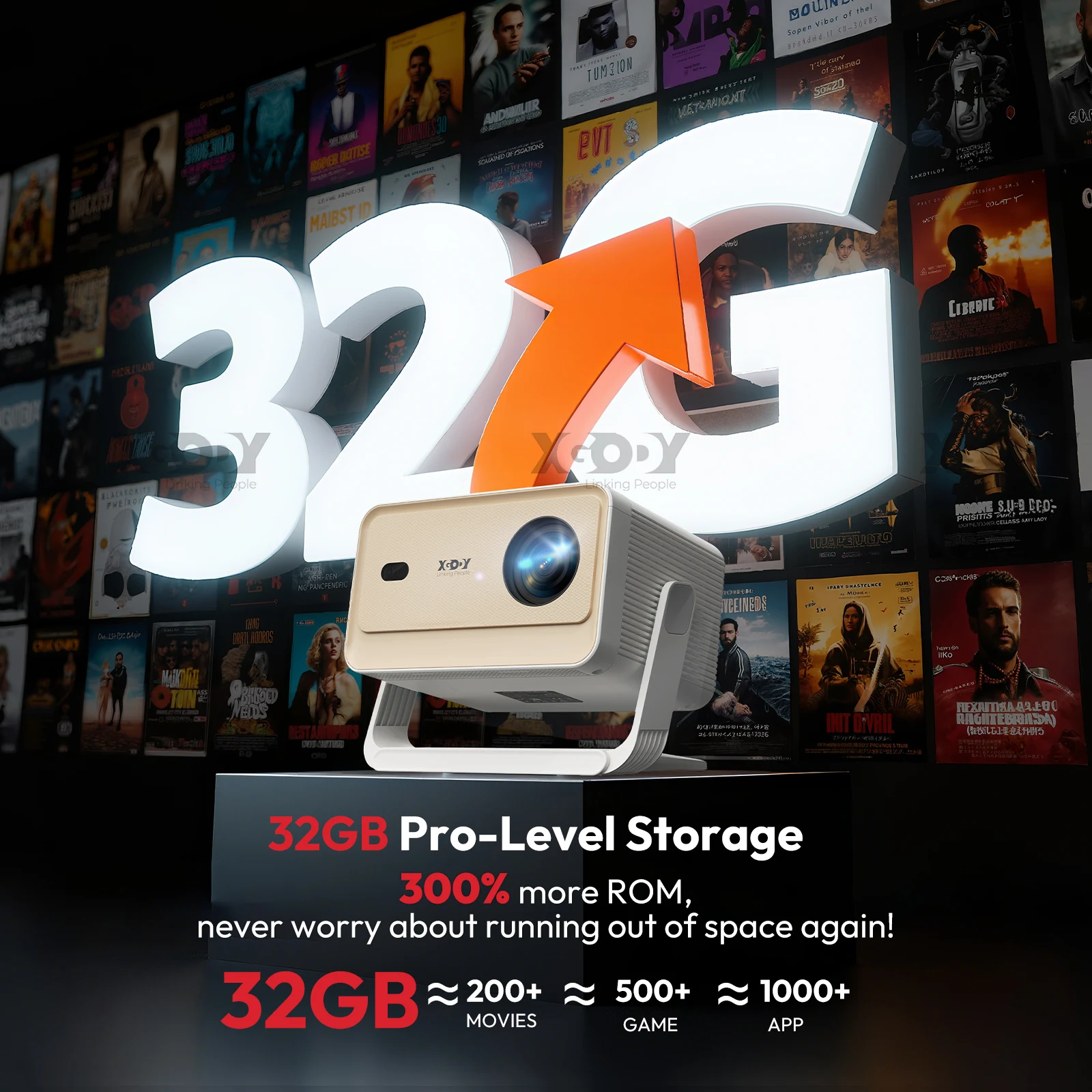 XGODY N6 Pro Netflixอย่างเป็นทางการโปรเจคเตอร์4Kควบคุมเสียงสมาร์ทAndroid TVปลาวาฬOS 32GB ROMสําหรับภาพยนตร์กลางแจ้งโฮมเธียเตอร์