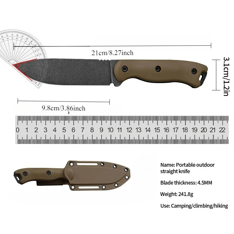 Nuevo cuchillo recto para acampar al aire libre, cuchillo de autodefensa, montañismo de supervivencia, cuchillo de exploración, EDC, con funda K