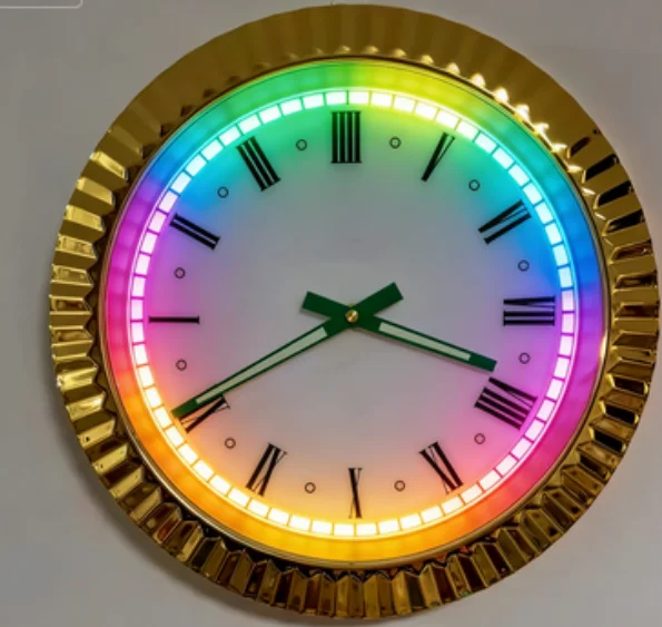 14-inch Luxury Luminous Watch-shaped Wall Clock with Colored Lights