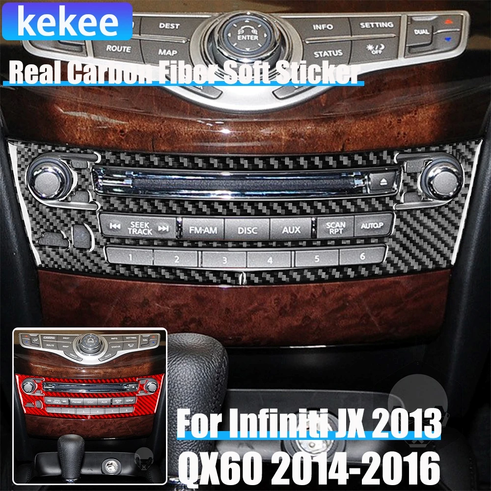 

Real Carbon Fiber Car Accessories Center Console CD Player Trim Cover Soft Sticker For Infiniti JX 2013 QX60 2014 2015 2016