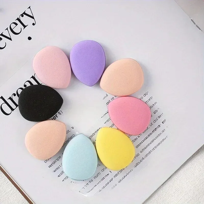 Mini esponja de maquillaje para dedos, forma de gota de agua para crema BB, cojín compacto, corrector, 6 uds. Licuadora cosmética de doble uso seca y húmeda.