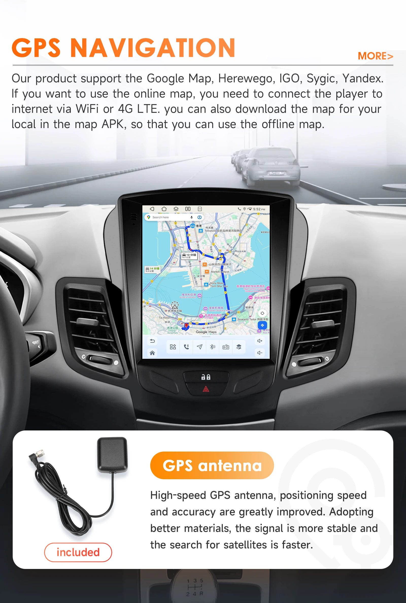 Android Autoradio für Ford Fiesta MK7 2009-2017 Multimedia GPS-Navigation Carplay 9,7 Zoll Tesla-Style