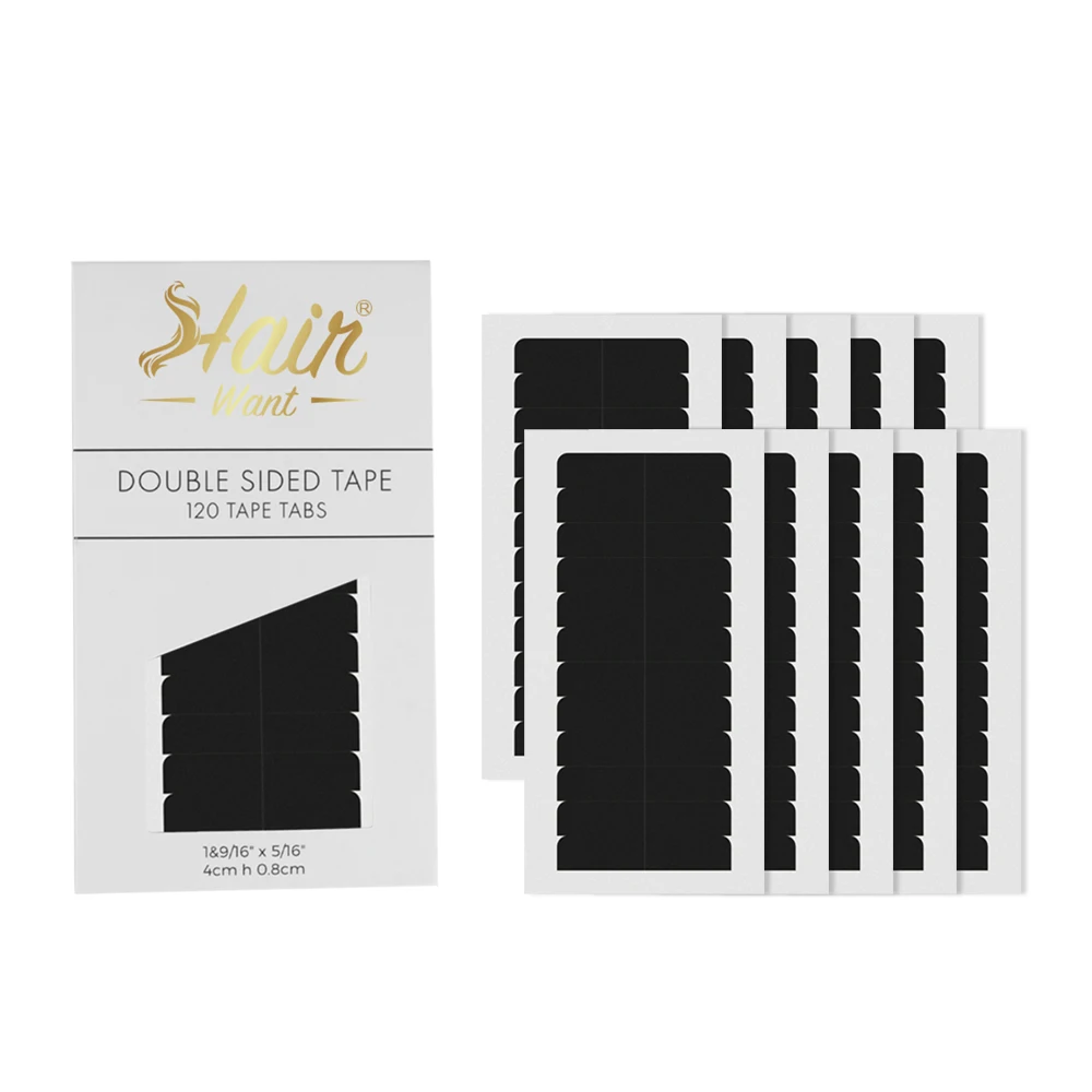

120PCS Double Sided Hair Extension Tape Tabs, 4cm x 0.8cm, Black / White, Tape for Tape-in Extensions, Waterproof & Strong Hold