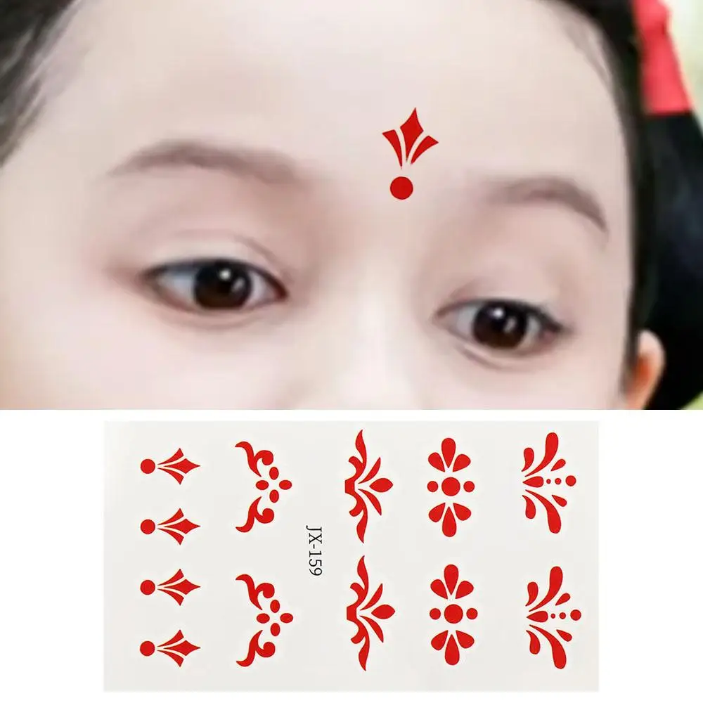 Waterproof Forehead Stickers Chinese Ancient Style Beauty Sticker Red Pattern Sweet Makeup Eye Makeup Decal