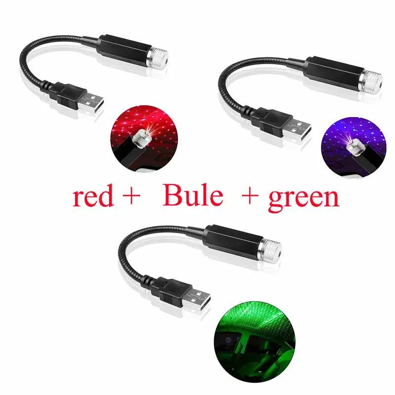 2X Romantische LED Sternenhimmel Nachtlicht 5V USB Powered Galaxy Star Projektor Lampe für Auto Dach Zimmer Decke Dekor Plug & Play