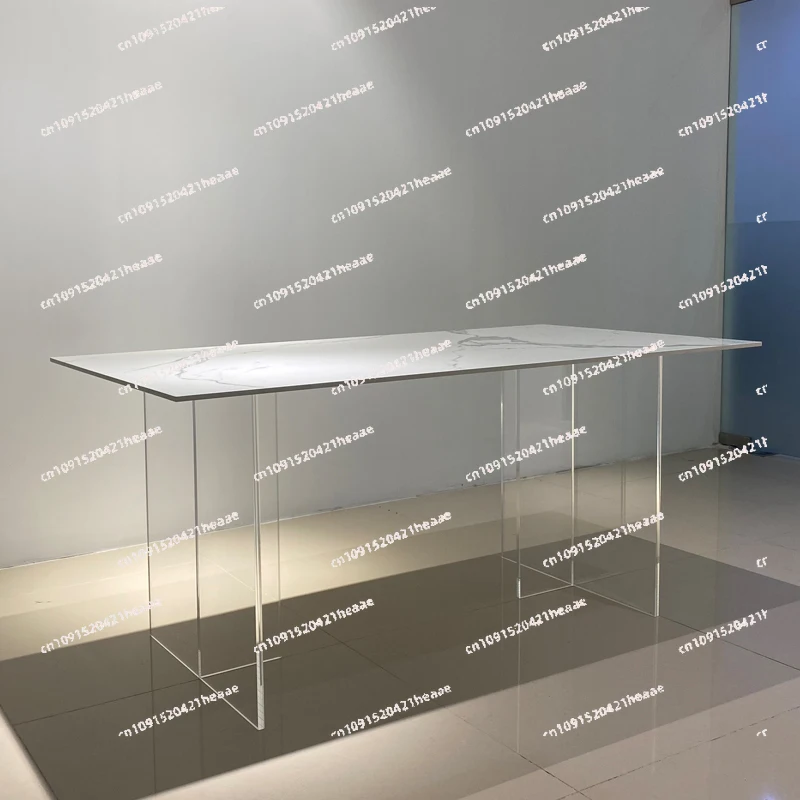 Suitable for Transparent acrylic table legs custom T-shaped suspended rock slab dining table bracket coffee  island support legs