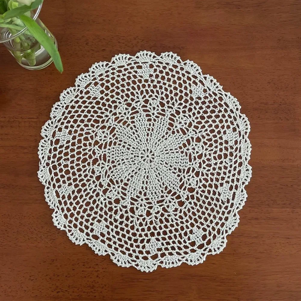 New Round Oval Crochet Doilies Crochet Cotton Beige Crochet Placemats Table Mats