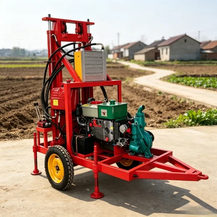 Wheeled Small Water Well Drilling Machine Portable Hydraulic Rig 160m For Farm Garden Home Water Well Drilling Customized