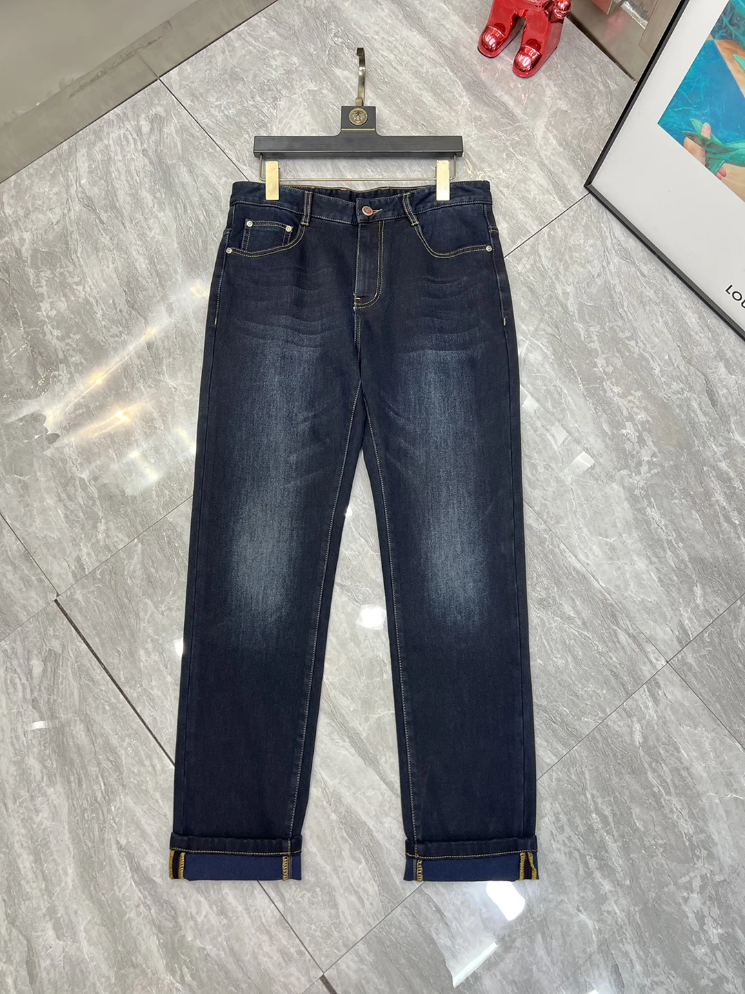 

BLLIYOSS Jeans Men New Old Money New Rich Recommended size 29-38 Straight long pants Customized leather Label High Quality