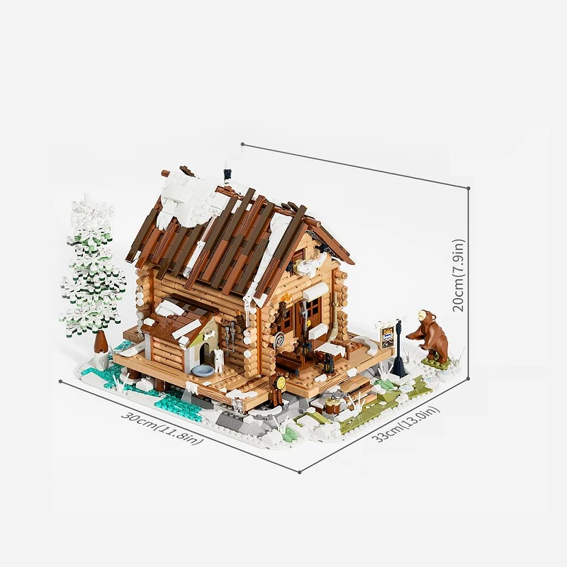 ハンティングロッジハウス建物セット、都市建築F9018Lモジュール式ビルディングブロックモデルキット、大人子供へのギフト2036個