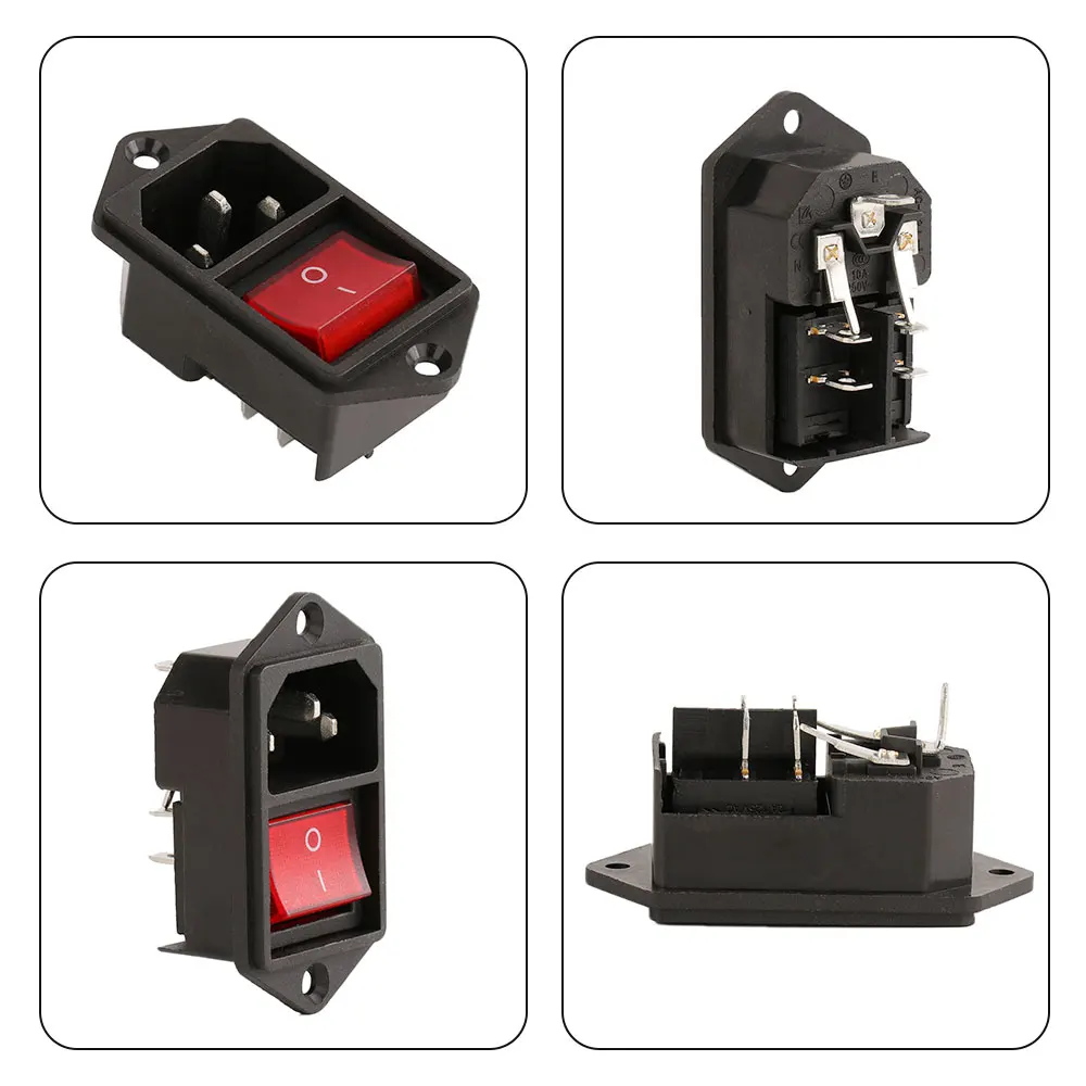 1PC IEC320 C14 AC Power Cord Inlet Socket Receptacle With Rocker Switch 250V 10A 15A SA172 P50