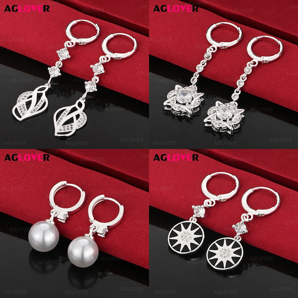 

AGLOVER 925 Sterling Silver Teardrop Tassel Full Diamond Zircon Earrings Women'S Minimalist Creative Style Party Travel Jewelry