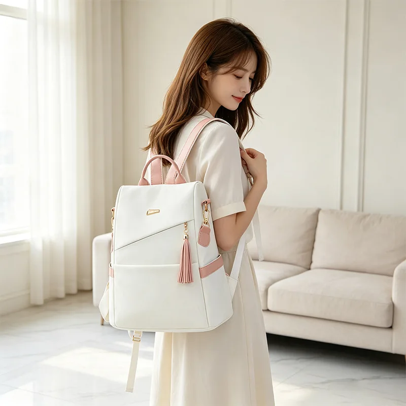 Fashionable Versatile Anti-Theft Large Capacity Soft Leather Ladies Mommy Dual Shoulder Bag Women's Backpack for Teenagers