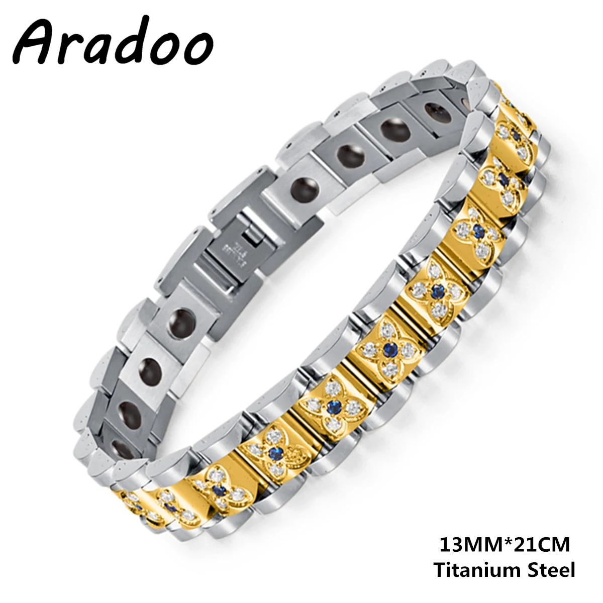 Titanium Steel Micro-inlaid Zircon Bracelet Magnetic Slimming Couple Bracelet Anti-fatigue Therapy Bracelet