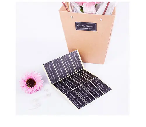 100pcs Custom Rectangular Logo Black and white  Background Wrapping  Gift  Waterproof  White Paper