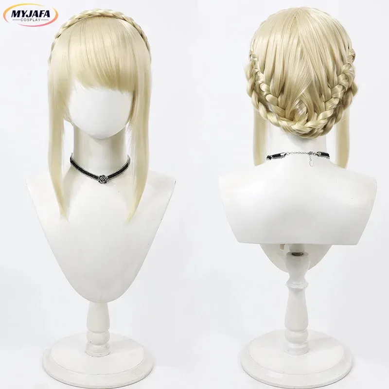 Aaa12 3 لعبة ميلينا راني ريا إبرة فارس ليدا تأثيري طويل المرأة شعر مستعار مقاومة للحرارة الاصطناعية الشعر هالوين أنيمي الباروكات + #5