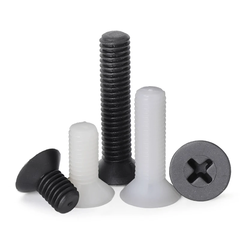 Black White PA66 Nylon Countersunk Head Screw M2 M2.5 M3 M4 M5 M6 M8 Plastic Phillips Flat Head Screws Bolts