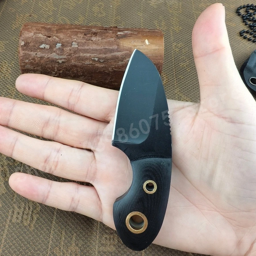 

Мини-нож на цепочке с прочным лезвием из стали 8Cr13Mov и черной рукояткой G10 - идеально подходит для кемпинга, походов, повседневного использования и экстренных ситуаций.