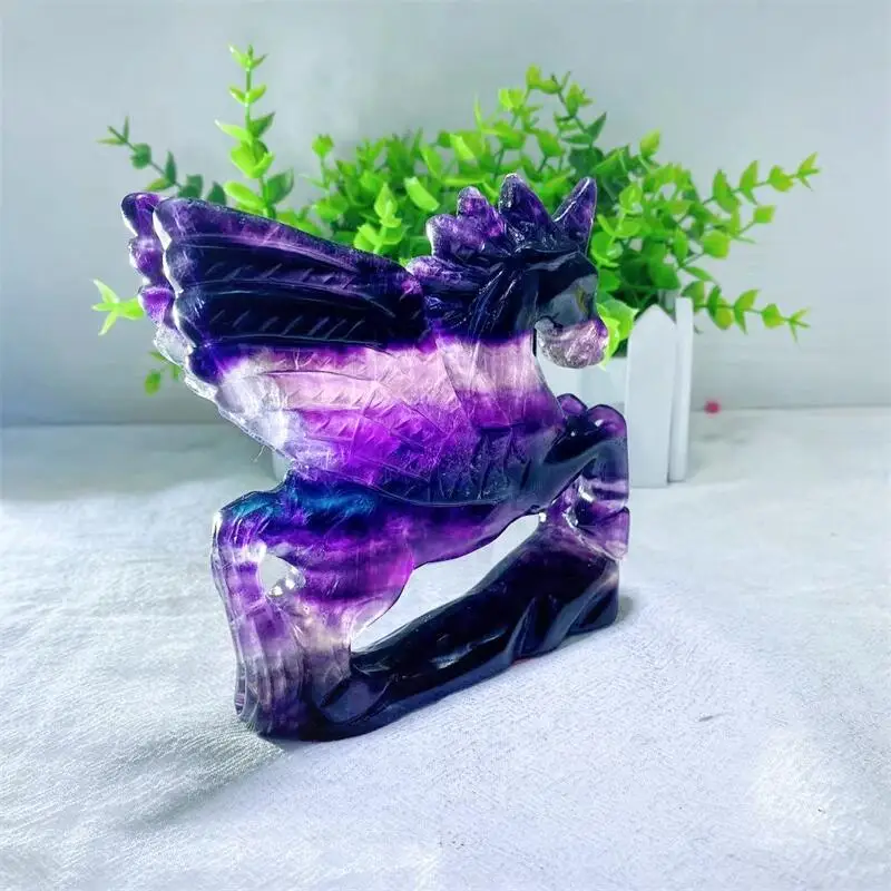 Imagem -05 - Cristal Natural Arco-íris Fluorite Unicórnio Bonito Animal Escultura Reiki Cura Pedra Presente de Natal Decoração para Casa Pcs