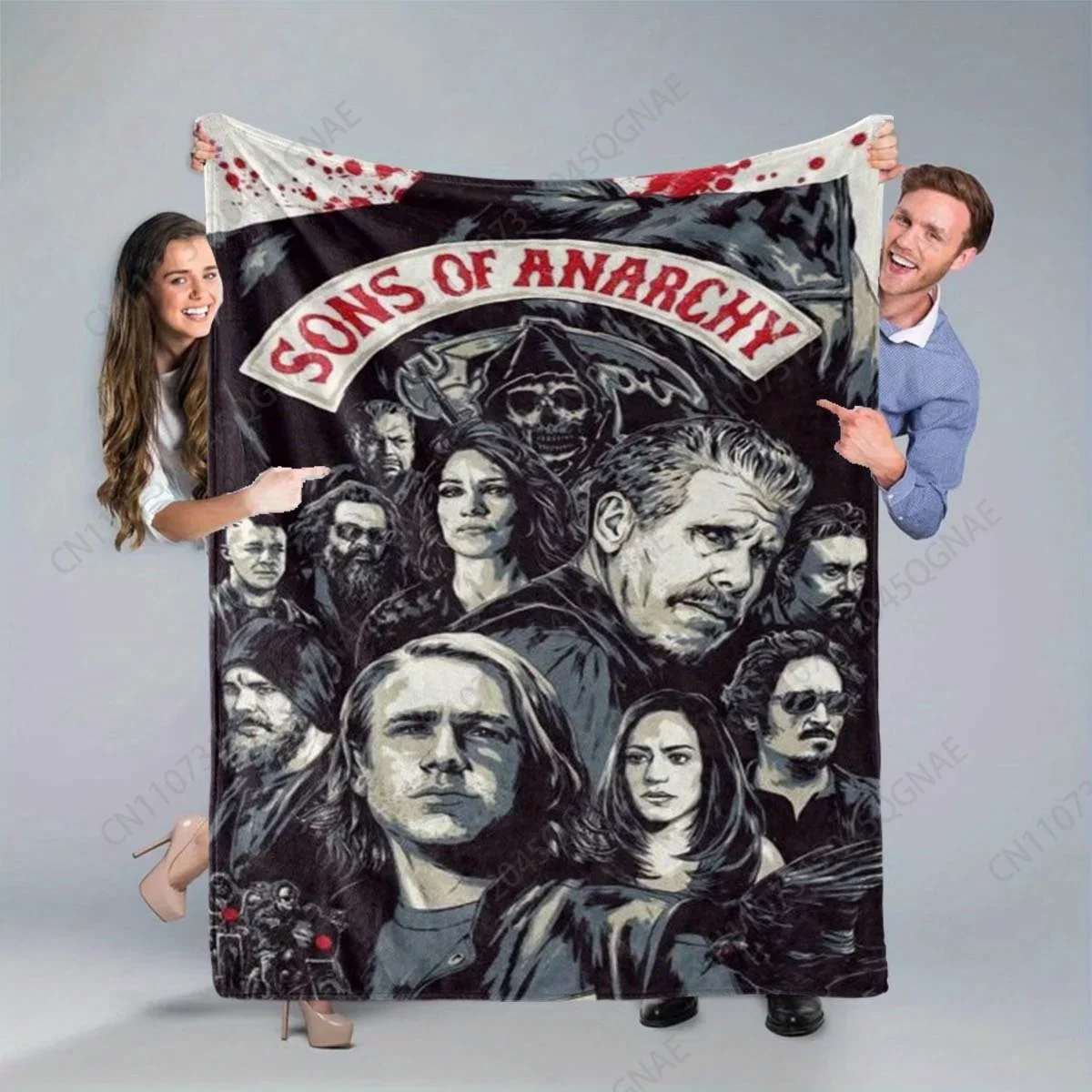 Custom Sons Of Anarchy Themed Flannel 1pc Blanket - Soft Cozy Multifunctional All-Season Throw - Glam Anime Style Digital Print,