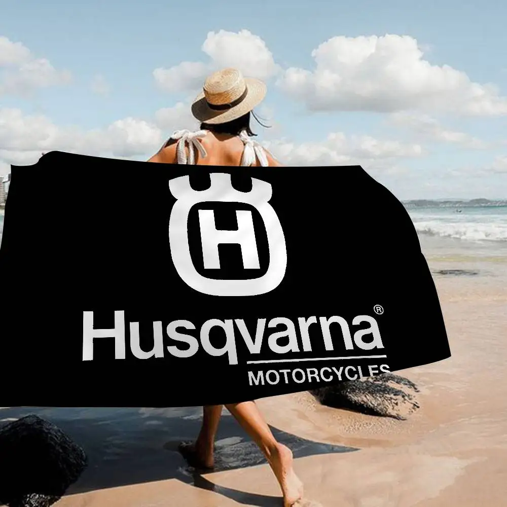 H-Husqvarna Logo Microfiber Printed Beach Towel Mountain Climbing Yoga Beach Swimming Running Absorbent Soft Towel