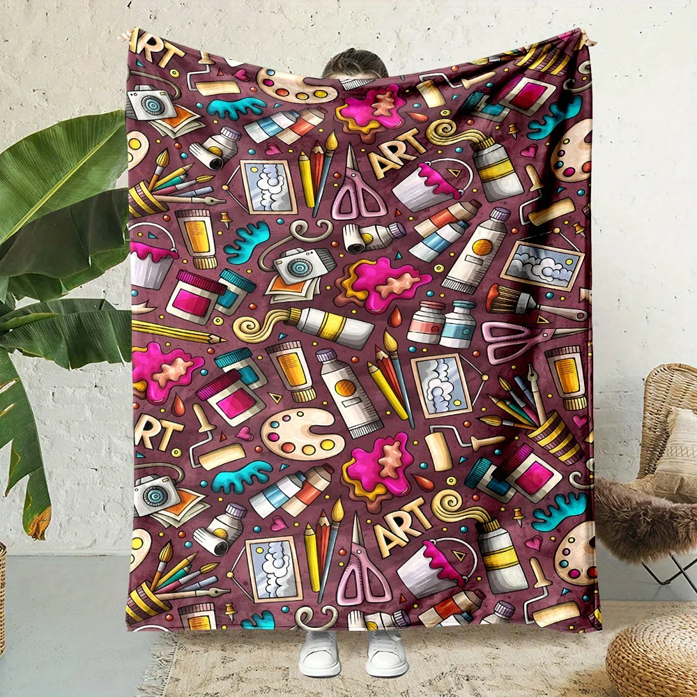 

Одеяло с принтом Art Studio — двусторонняя фланель для творческого комфорта, подарков художников и уютного вдохновения ​
