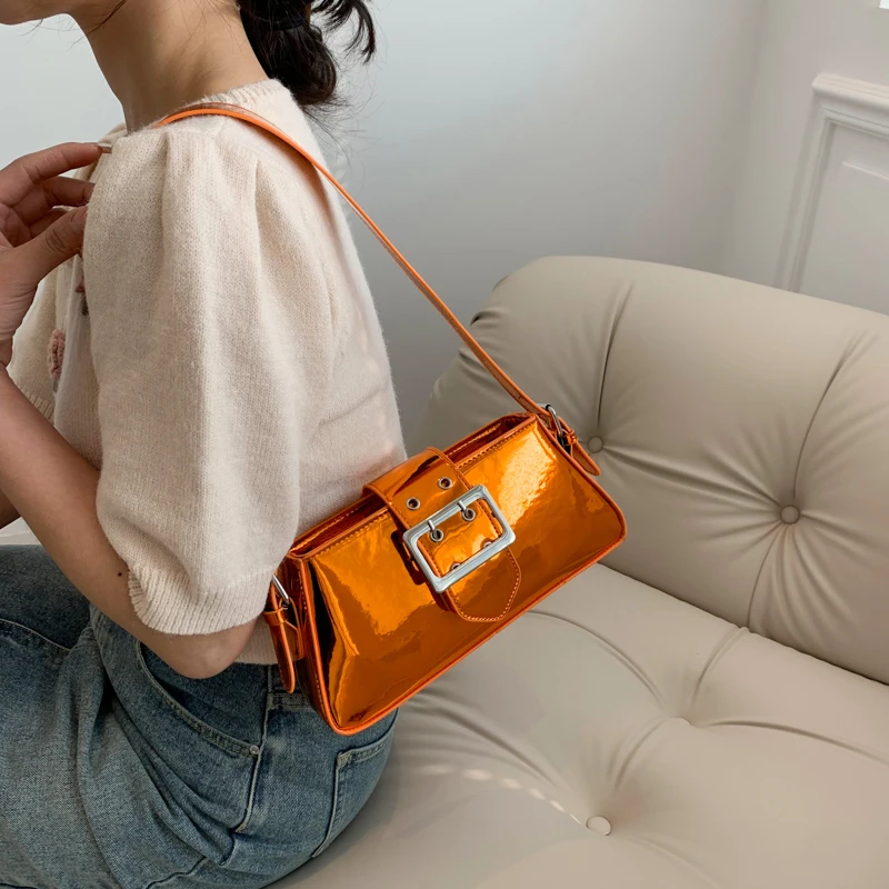 Fashion Mirror Handbags for Women Patent Leather Underarm Shoulder Bag Woman High Quality Party Candy Color Luxury Female Bag