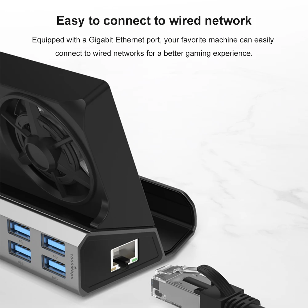 Dock Console Hub 4K 60Hz TV Base Stand HDMI-Compatible Dock Stand Gigabit Ethernet 1000Mbps Type C USB 3.0 2.0 for ROG Ally Game
