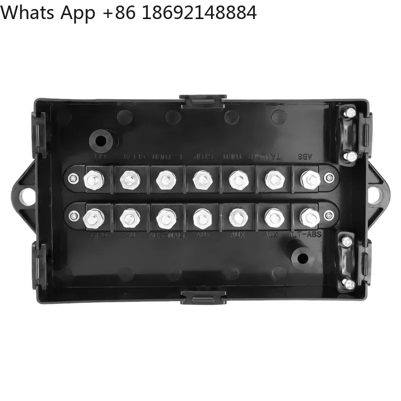 14-Way Trailer US Standard Power Cord Junction Box for Auto Parts Double-Row Wiring PP Waterproof Shell Junction Box