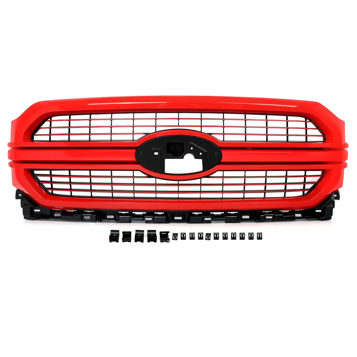 Front Bumper Grille Hood Grill For Ford 2021-2023 F-150 F150 Limited Lariat Front Upper Grille Air Intake Mesh Grills Race Red