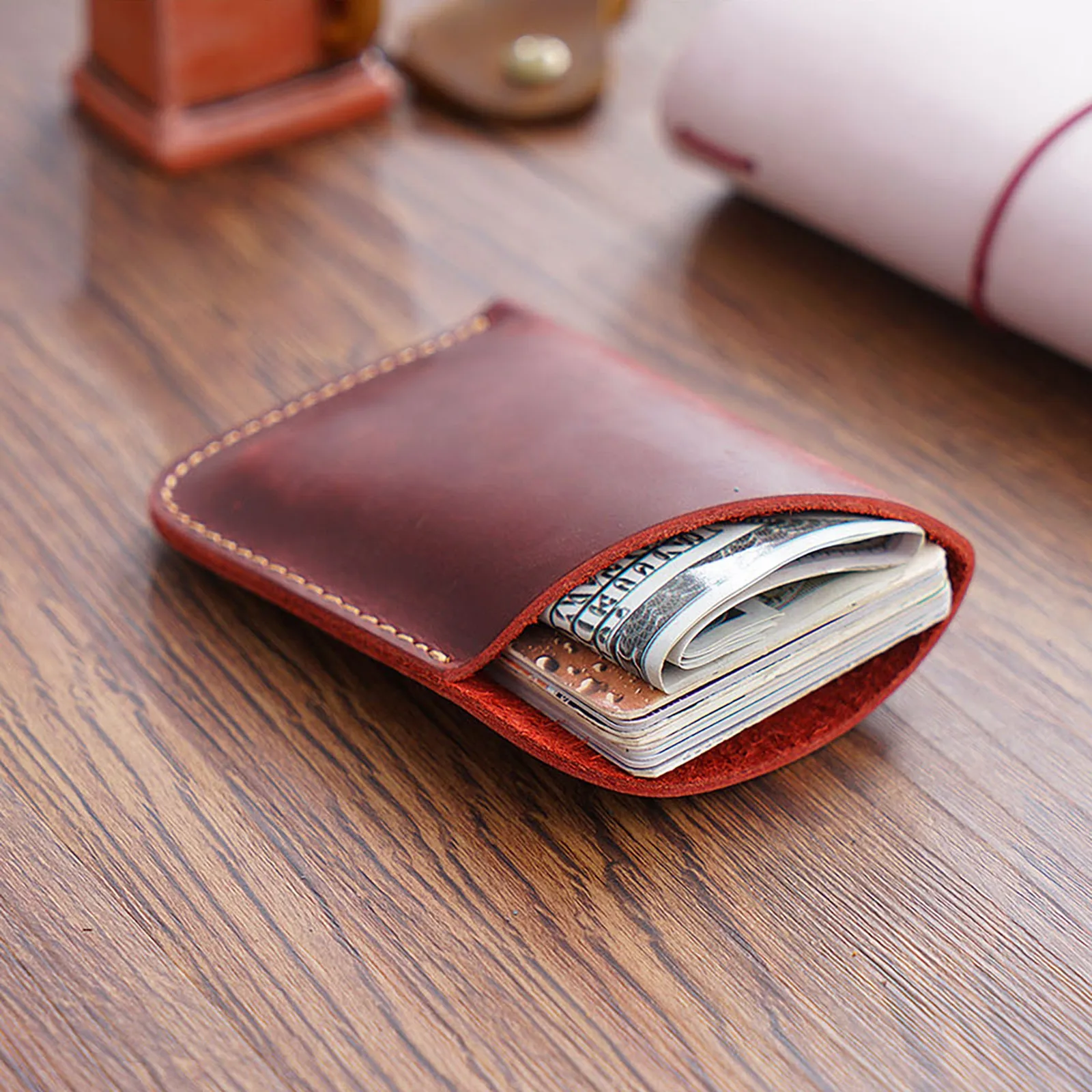 Vintage Leather Credit Card Ho - Card Case Minimalist ulasan dan harga
