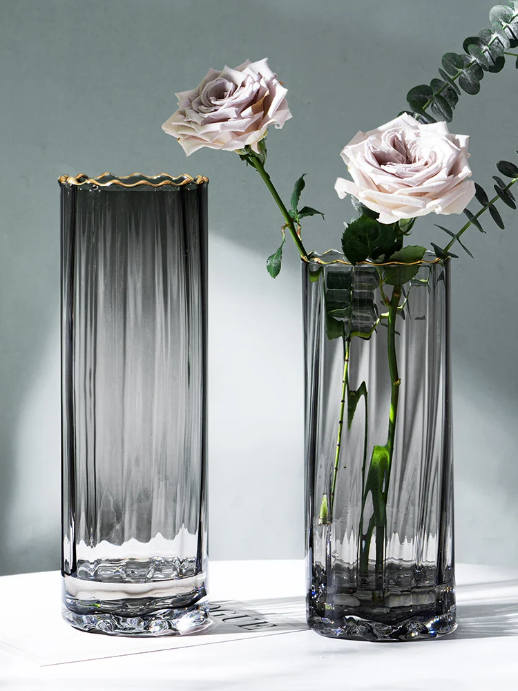 Straight-through Glass Vase Hydroponic Desktop Decoration Table Peony Pot Crafts
