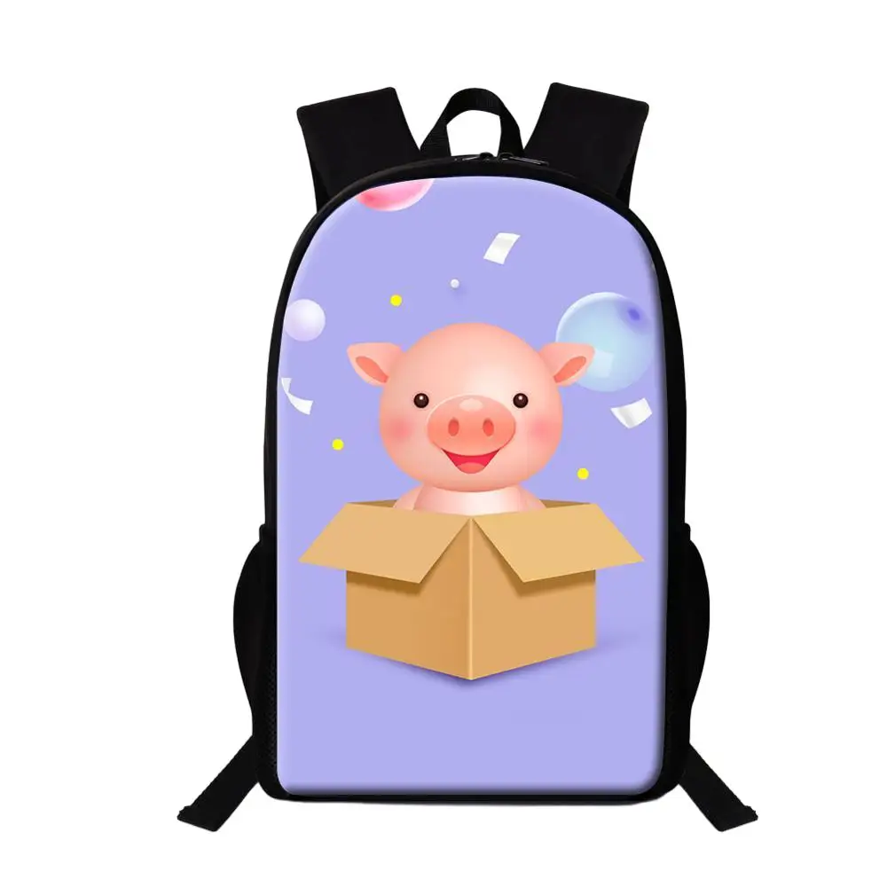 Cute Cartoon Pig Pattern School Bag, adolescente, crianças, meninas, meninos, mochilas casuais diárias, Book Bag, mulher, homem, Mochilas de viagem