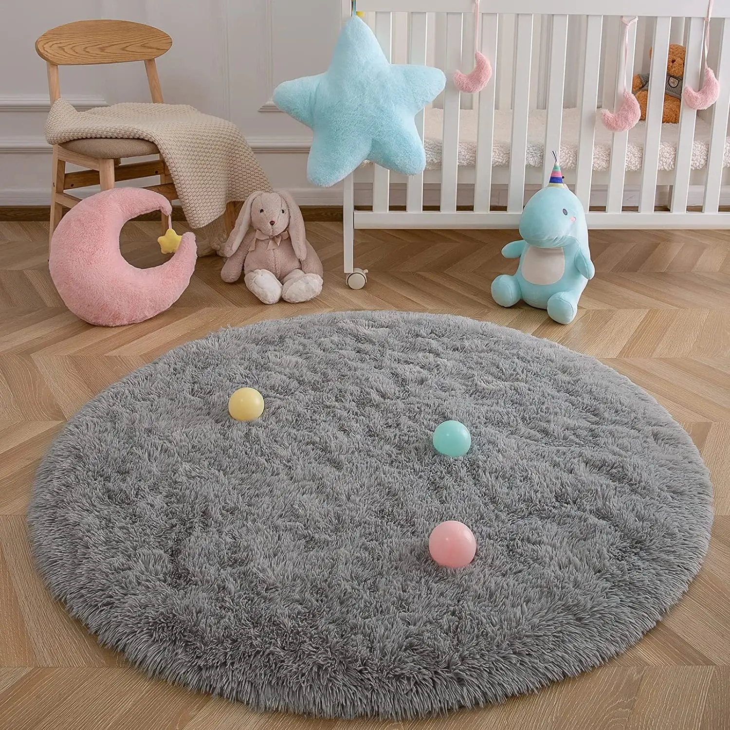 NOAHAS Carpet Living Room Round Thick Carpet Fluffy Large Area Mat Floor Soft Rug Bedroom Long Plush Rug Children Room Decor