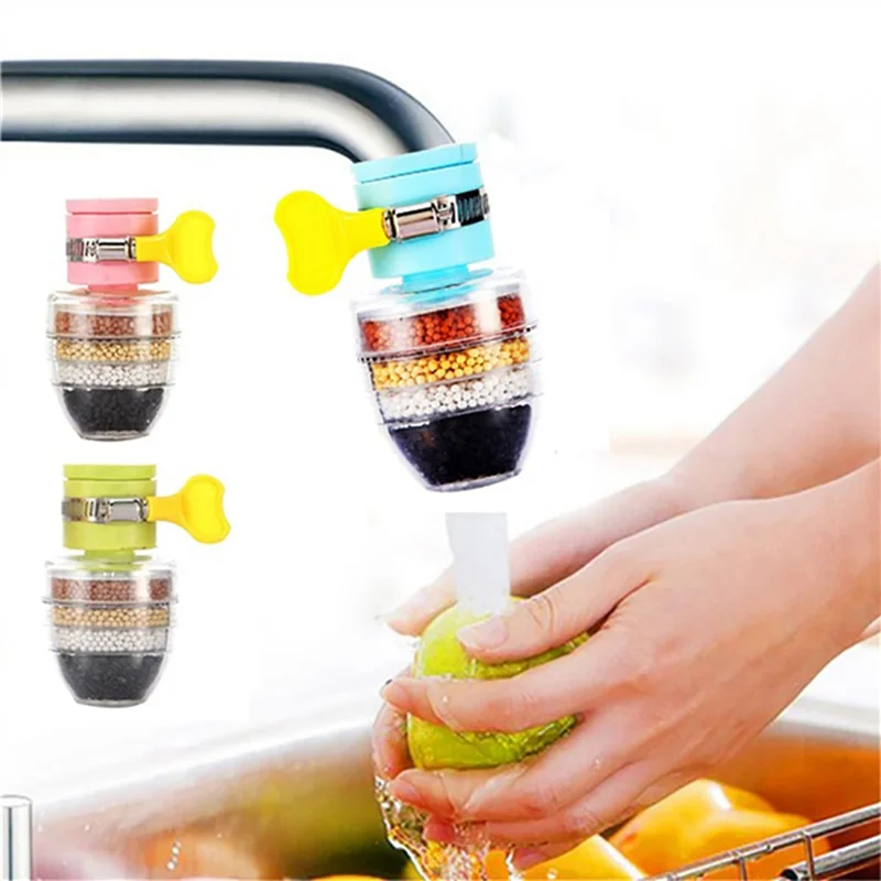 INLIG-6Pcs Home Kitchen Water Softener Fluoride With Filtration Cartridge Faucet Purifier Faucet Tap Water Purifier Filter