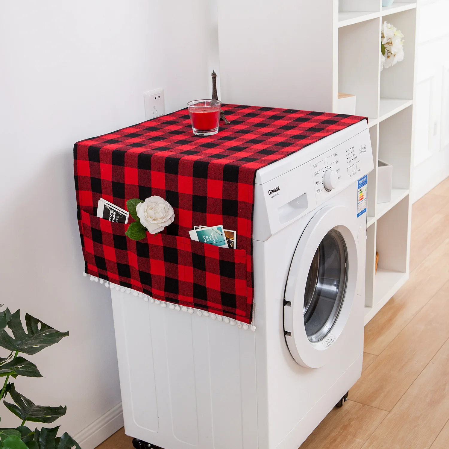 

Table Cover Waterproof Dryer Covers for The Top Fridge Dust Cover Anti-slip Washer and Dryer Top Covers for Home and Kitchen