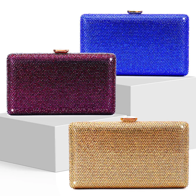 

WHTUOHENG Lady Crystal Evening Clutch Women Diamond Party Dinner Purses Long Chain Shoulder Handbags Prom Cocktail Clutches