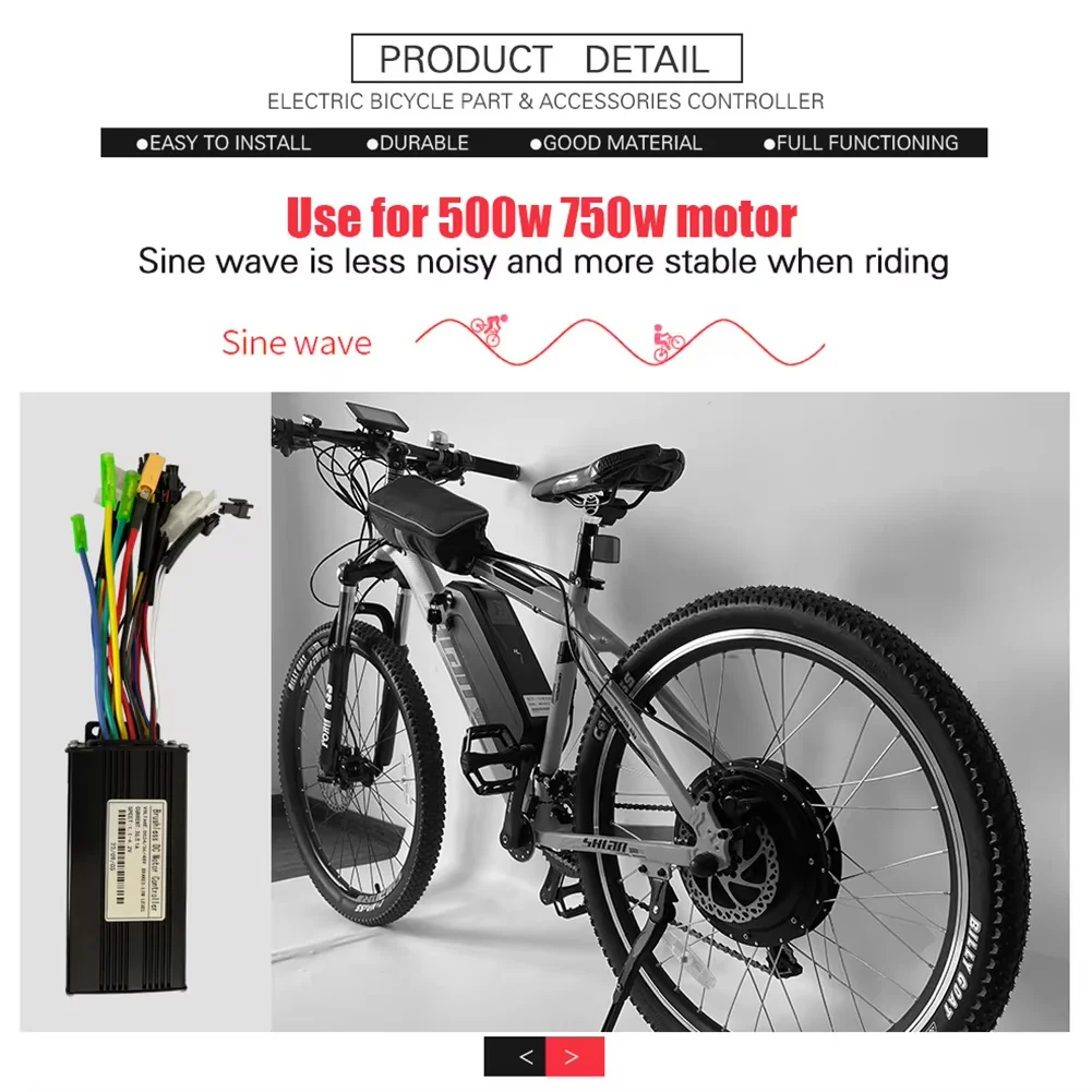 36/48V E-bike Sine Wave 26A 500/750W SM Three Mode Brushless Controller For Electric Bicycle Tricycle Ebike E-Scooter Parts