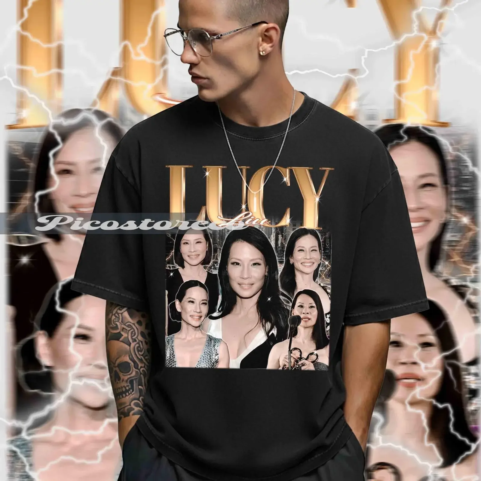 Lucy Liu Vintage Style Homage T shirt vintage Washed designer clothes Soft graphic Breathable Unisex streetwear Comfortable