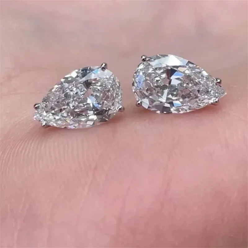 Niedliche weibliche weiße Zirkon Stein Ohr stecker Vintage Gold Silber Farbe Hochzeits schmuck für Frauen – Detail 2