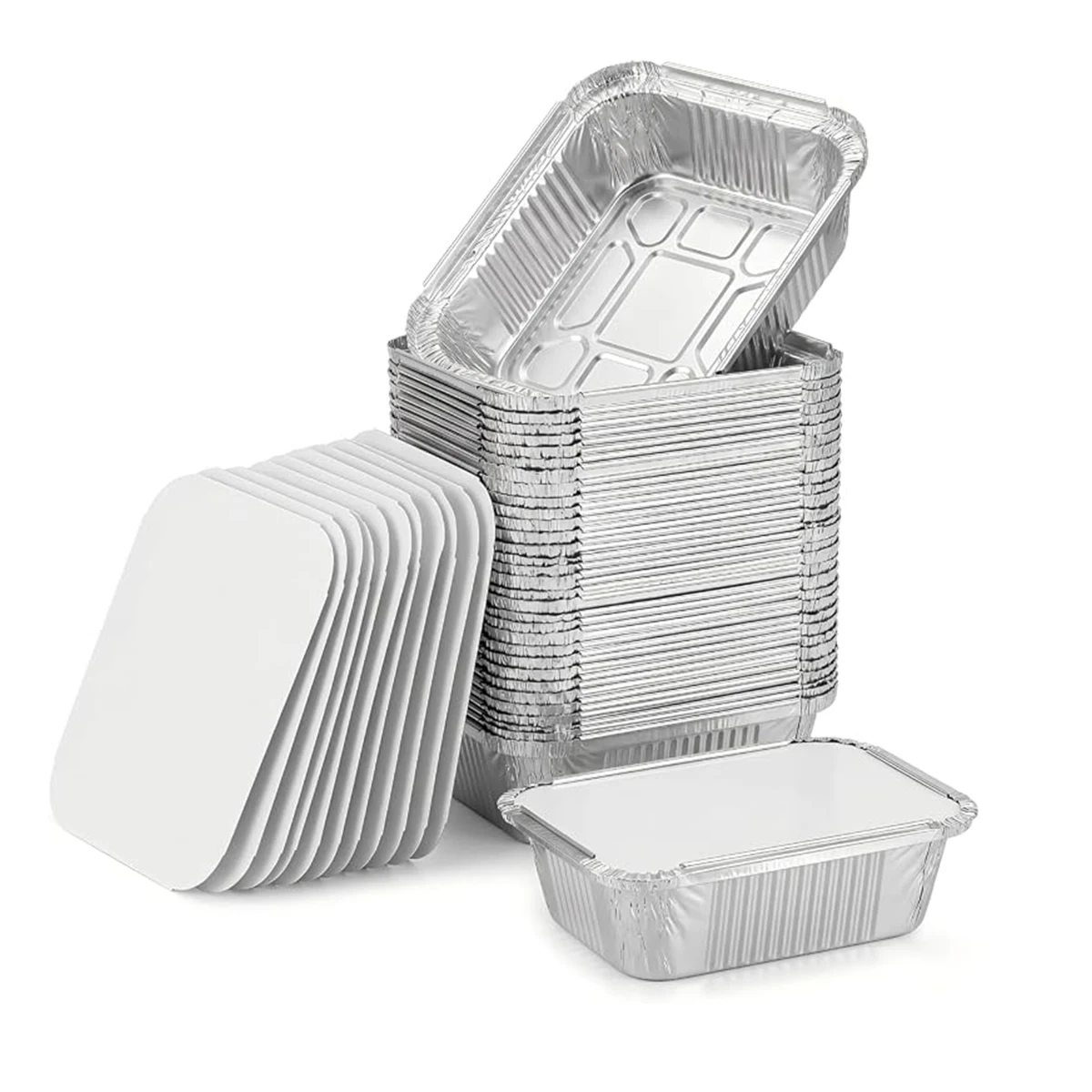 60Pack 1 lb Small Aluminum Foil Pans with Lids, Disposable Take Out Food Containers with Lids for Freshness and Spill Proof, Disposable Cookware for Catering, Restaurants