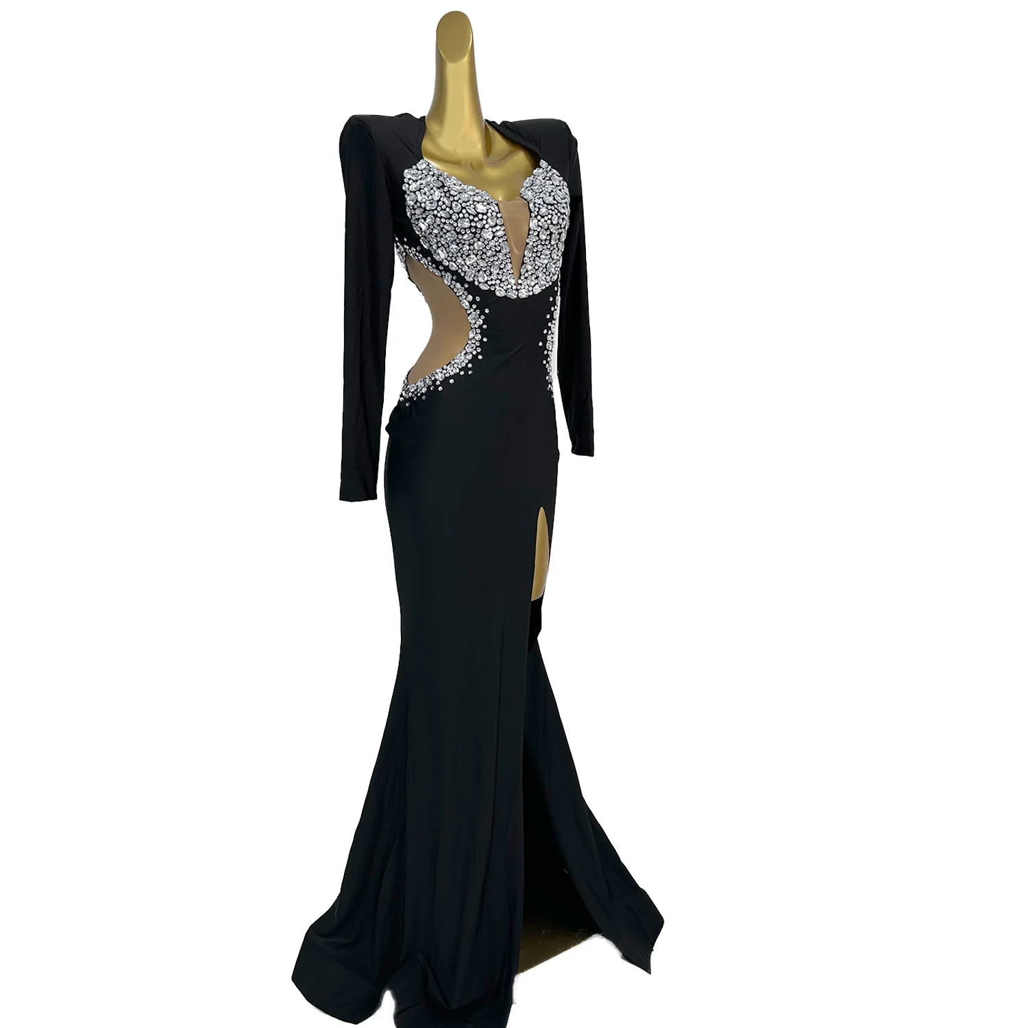 

Sexy Birthday Graduation Diamond Mermaid Dress Ladies Hollow Out Evening Banquet Party Long Dress Women Dinner Gown Prom Wear