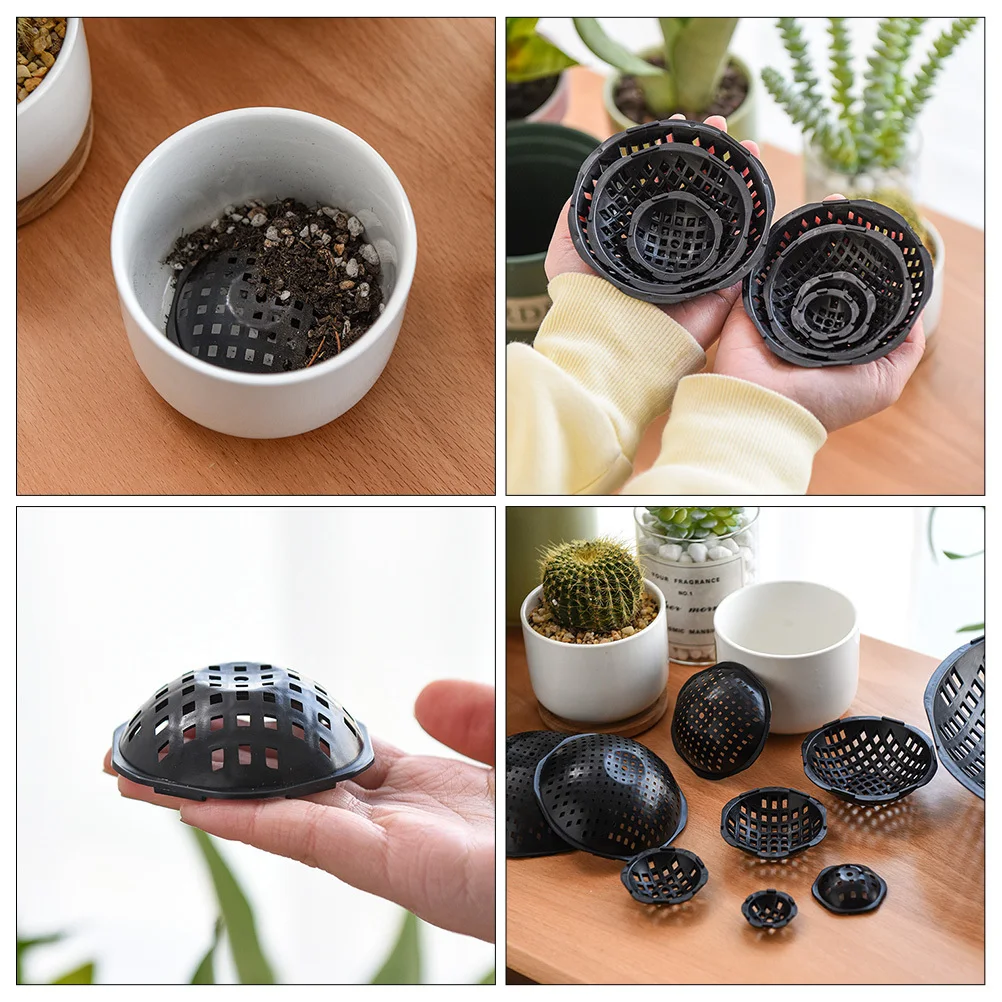 20 قطعة اناء للزهور ثقب منصات شبكية زارع حصيرة للصرف السلطانية شكل بونساي أسفل المعاوضة مرشح شبكي بلاستيكي لحديقة وعاء النبات