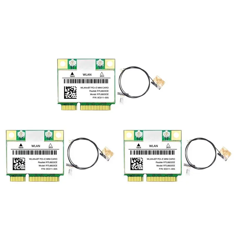 

Sensitive 3X RTL8822CE Wifi Card+Antenna 1200Mbps 2.4G+5Ghz 802.11AC Network Mini Pcie BT5.0 Support Laptop/PC Windows 10/11