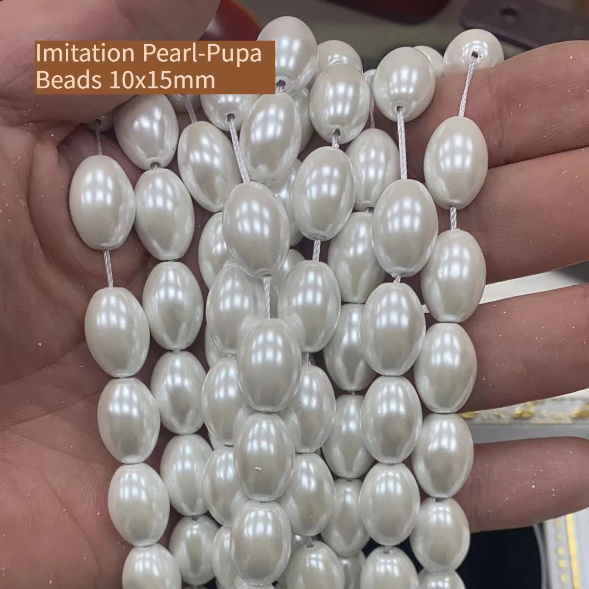 

DIY Imitation Pearl Shell Powder Pearl Pupa Beads 10x15mm For Jewelry Making DIY Necklace Earrings Chains Accessory
