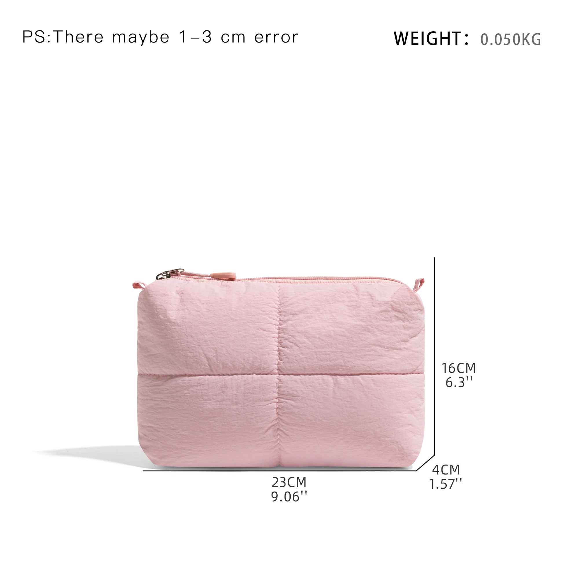 CKKUI Minimally Padded Cotton Makeup Bag for Women, Nylon Cute Pink, Portable Travel, Grooming, Makeup Zipper Bags