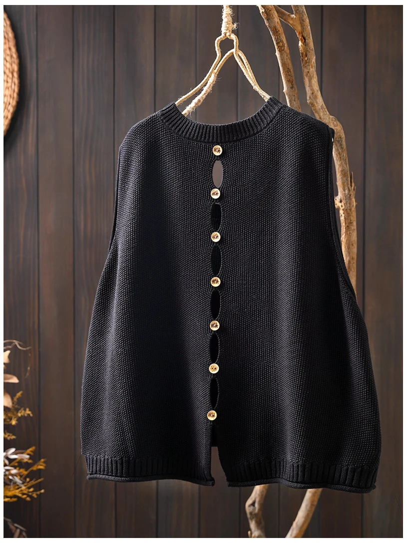 Colete de malha solto com design de botão superior Bal Svel suéter para homens e mulheres outono inverno casual Sle poliéster F...